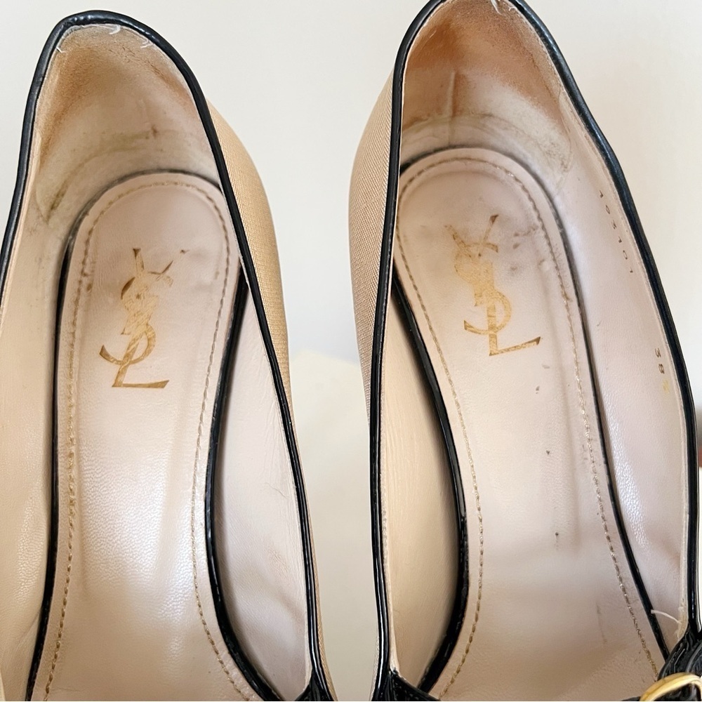 YSL • Tribute 105 Pump canvas leopard Mary Jane heels patent leather platform - Picture 6 of 16